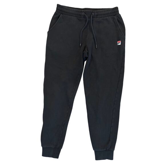 Vintage Fila Jogger Sweatpants Men's Size Small Drawstring Pocket Logo Black - Picture 1 of 7